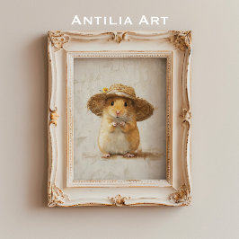 かわいいハムスターの絵画 ファームハウス風の動物 ポスター