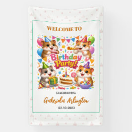 かわいいハムスターの誕生日パーティー | 子供ハムスター 横断幕