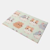 かわいいハムスターの顔 かわいいパステル柄 ドアマット (アングル)