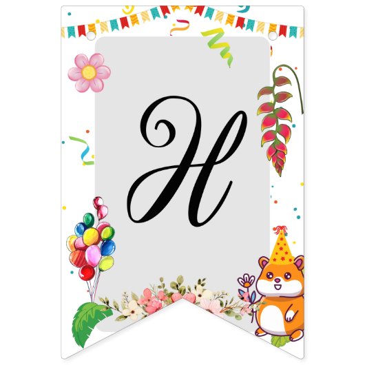 かわいいハムスターをテーマにした子どもの誕生日パーティー バンティングフラッグ (第2の旗)