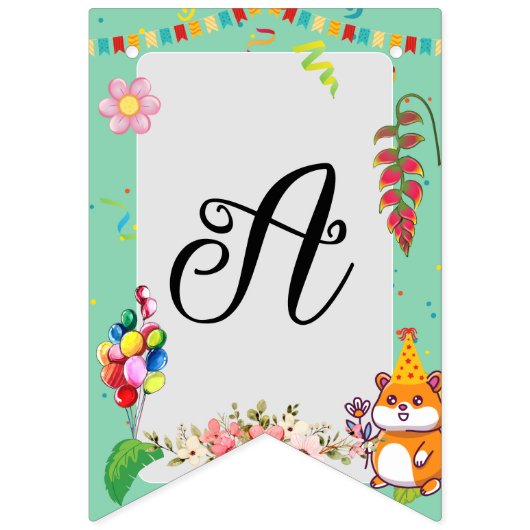 かわいいハムスターをテーマにした子どもの誕生日パーティー バンティングフラッグ (第3の旗)