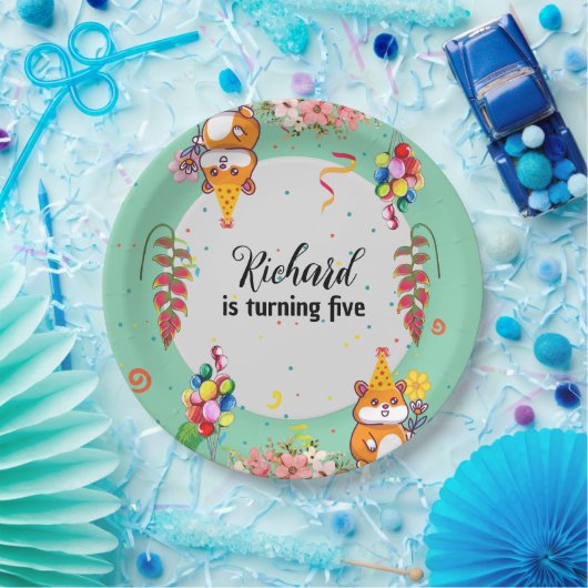 かわいいハムスターをテーマにした子どもの誕生日パーティー ペーパープレート (パーティー)