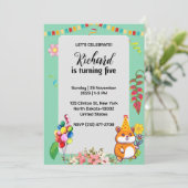 かわいいハムスターをテーマにした子どもの誕生日パーティー 招待状 (スタンド正面)