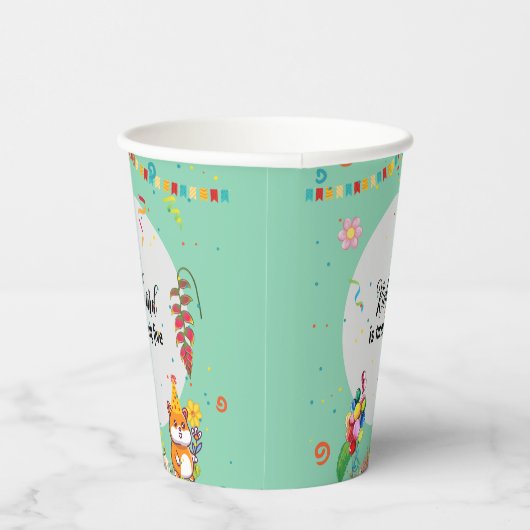 かわいいハムスターをテーマにした子どもの誕生日パーティー 紙コップ (右)