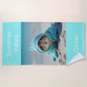 かわいいハムスターオンザビーチ – 夏のターコイズ ビーチタオル (正面)