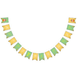 かわいいハムスターグリーンをテーマにした子どもの誕生日パーティー バンティングフラッグ