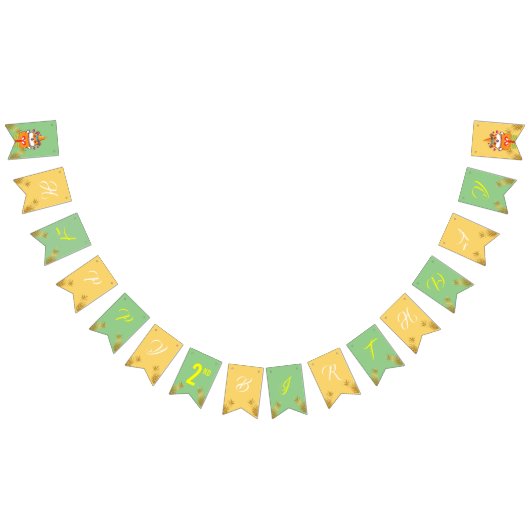 かわいいハムスターグリーンをテーマにした子どもの誕生日パーティー バンティングフラッグ (全)