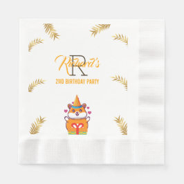 かわいいハムスターグリーンをテーマにした子どもの誕生日パーティー 縁ありランチョンナプキン