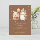 かわいいハムスターデュオkid's誕生祝い 招待状 (スタンド正面)