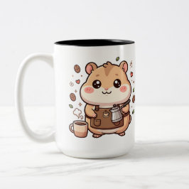 かわいいハムスターバリスタのツートンコーヒーマグ ツートーンマグカップ
