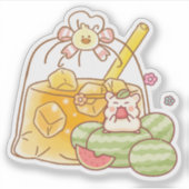 かわいいハムスターフルーツティー - 夏のスイカのおやつ シール (正面)