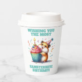 かわいいハムスターリフティングカップケーキハムスター誕生日 紙コップ (裏面)