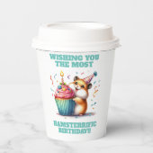 かわいいハムスターリフティングカップケーキハムスター誕生日 紙コップ (正面)
