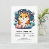 かわいいハムスター印刷可能誕生日 招待状 (スタンド正面)