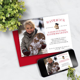 かわいいハムスター幼稚園卒業（赤） 招待状