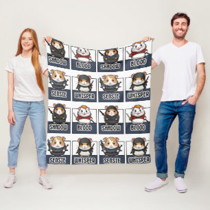 かわいいハムスター忍者パターン フリースブランケット