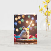 かわいいハムスター誕生日カード カード (黄色い花)