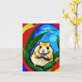 かわいいハムスター誕生日カード カード (黄色い花)