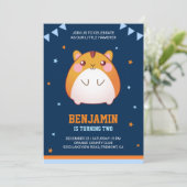 かわいいハムスター誕生日パーティーの招待状 招待状 (スタンド正面)