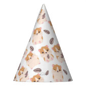 かわいいハムスター顔とシーズパターンキッド誕生日 パーティーハット (左)