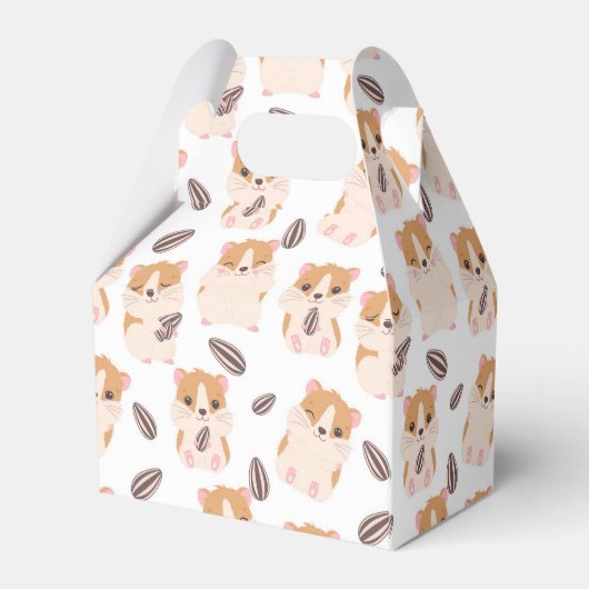 かわいいハムスター顔とシーズパターンキッド誕生日 フェイバーボックス (裏面サイド)