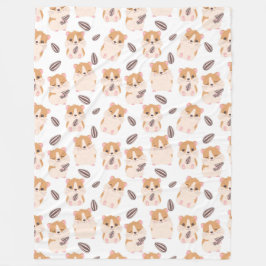 かわいいハムスター顔とシーズパターンキッド フリースブランケット