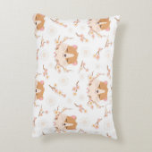 かわいいハムスター顔とピンクの花柄 アクセントクッション (裏面(縦))