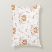 かわいいハムスター顔とピンクの花柄 アクセントクッション (正面(垂直))