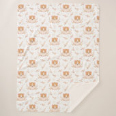 かわいいハムスター顔とピンクの花柄 シェルパブランケット (正面)