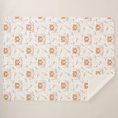 かわいいハムスター顔とピンクの花柄 シェルパブランケット (正面(横))