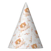 かわいいハムスター顔とピンクの花柄 パーティーハット (左)