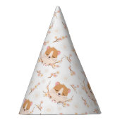 かわいいハムスター顔とピンクの花柄 パーティーハット (右)
