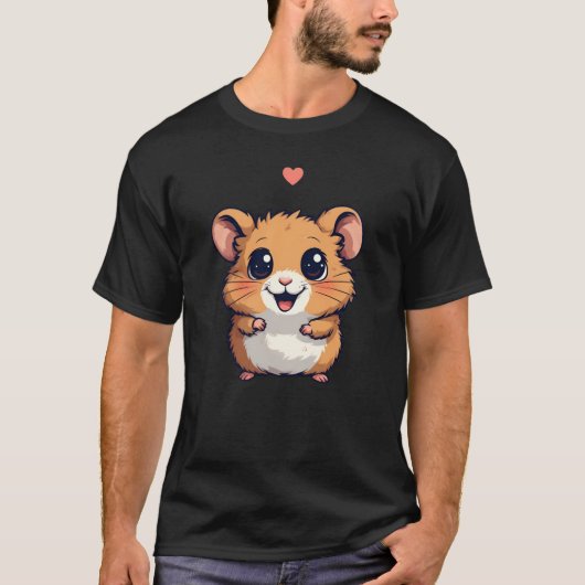 かわいいハムスター+ハート - かわいいキャラクター Tシャツ (正面)
