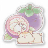 かわいいハムスター マンゴスチン - かわいい果物の昼寝の美意識 シール (正面)