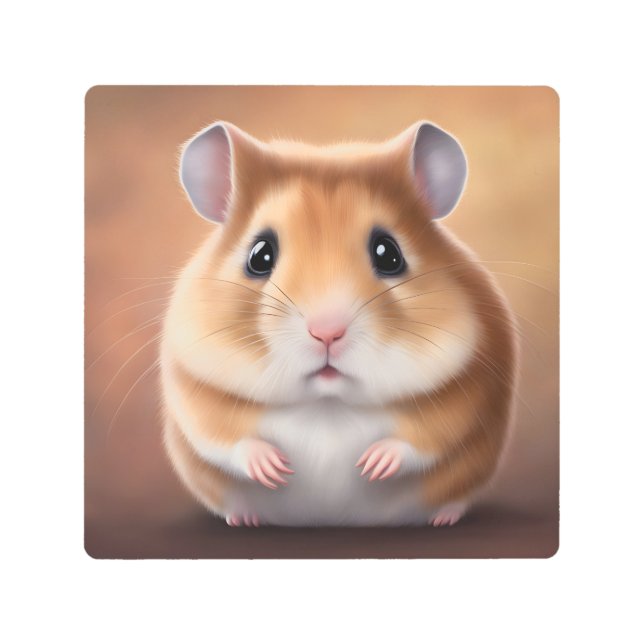 かわいいハムスター メタルプリント (正面)