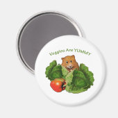 かわいいハムスター：野菜は美味しい：健康、栄養 マグネット (正面/裏面)