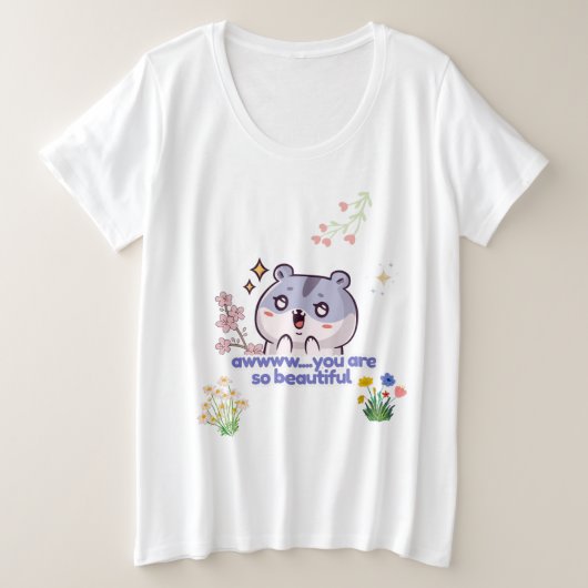 かわいいハムスターTシャツ プラスサイズTシャツ (デザイン正面)