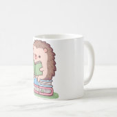 かわいいハリネズミが本を読む コーヒーマグカップ (正面右)
