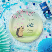 かわいいハリネズミさくらんぼブロッサム |カスタム誕生日 ペーパープレート (パーティー)