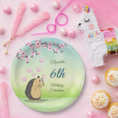 かわいいハリネズミさくらんぼブロッサム |カスタム誕生日 ペーパープレート (パーティー)