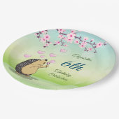 かわいいハリネズミさくらんぼブロッサム |カスタム誕生日 ペーパープレート (アングル)