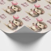 かわいいハリネズミその女の子の赤ちゃんシャワー ラッピングペーパー (角)