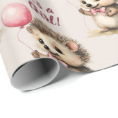 かわいいハリネズミその女の子の赤ちゃんシャワー ラッピングペーパー (ロールコーナー)