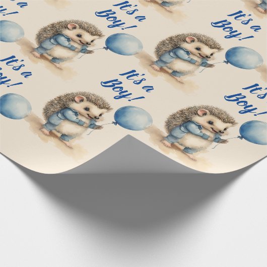 かわいいハリネズミその男の子の赤ちゃんシャワー ラッピングペーパー (角)