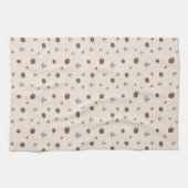 かわいいハリネズミとキノコの森のパターン キッチンタオル (横)