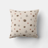 かわいいハリネズミとキノコの森のパターン クッション (裏面)