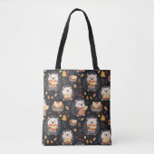 かわいいハリネズミとパンと紅葉 トートバッグ (正面)