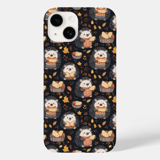 かわいいハリネズミとパンと紅葉 Case-Mate iPhoneケース (裏面)