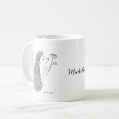 かわいいハリネズミとフラワーインクスケッチ名前をカスタムする コーヒーマグカップ (正面左)