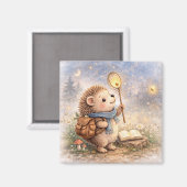 かわいいハリネズミとホタルの冷蔵庫用マグネット マグネット (正面/裏面)